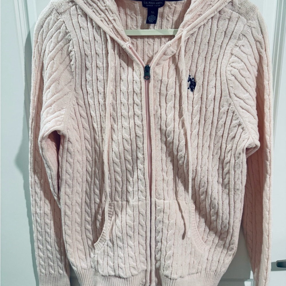 Ralph Lauren Light Pink Cable Knit Hoodie